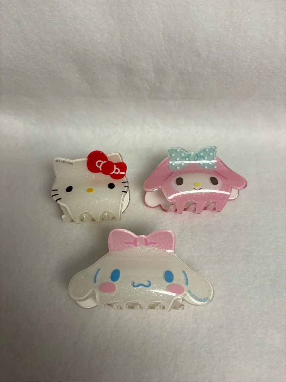 Set of 3 Sanrio Small Plastic Hair Clips Hello Kitty My Melody Cinnamoroll